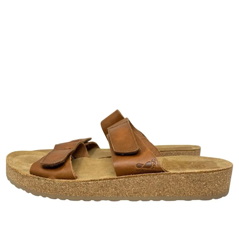 Mobil’s Leather Cork Sandals Brown Double Strap Womens 11‎ EU 41